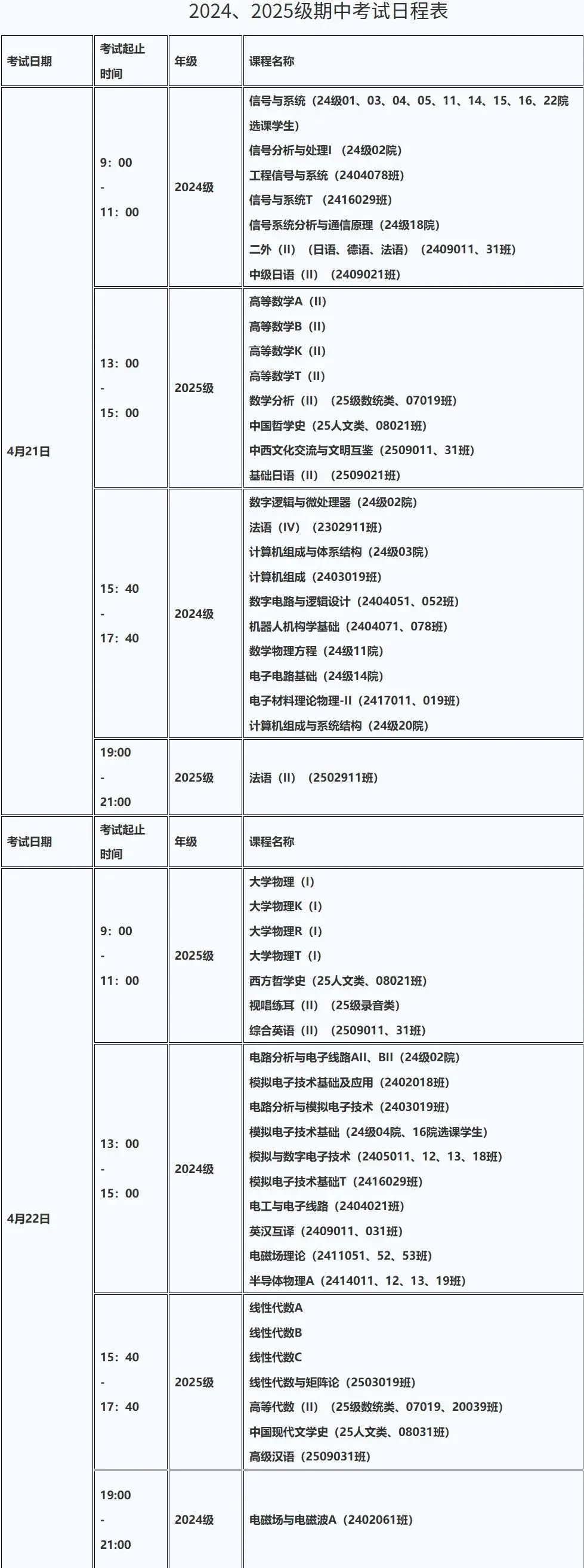 期中考试安排来啦!附历年真题! 第2张