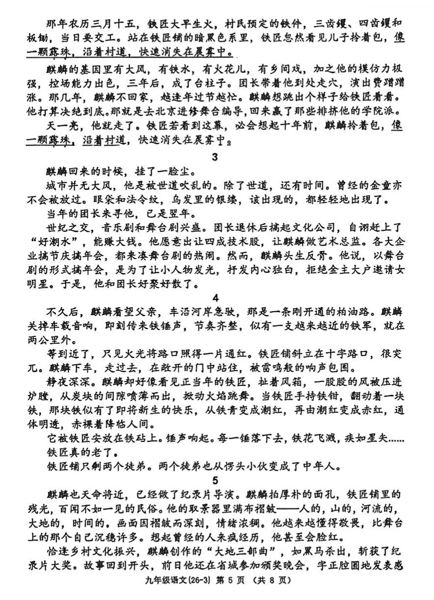 2026年工大、师大语文三模试卷+答案解析 第5张