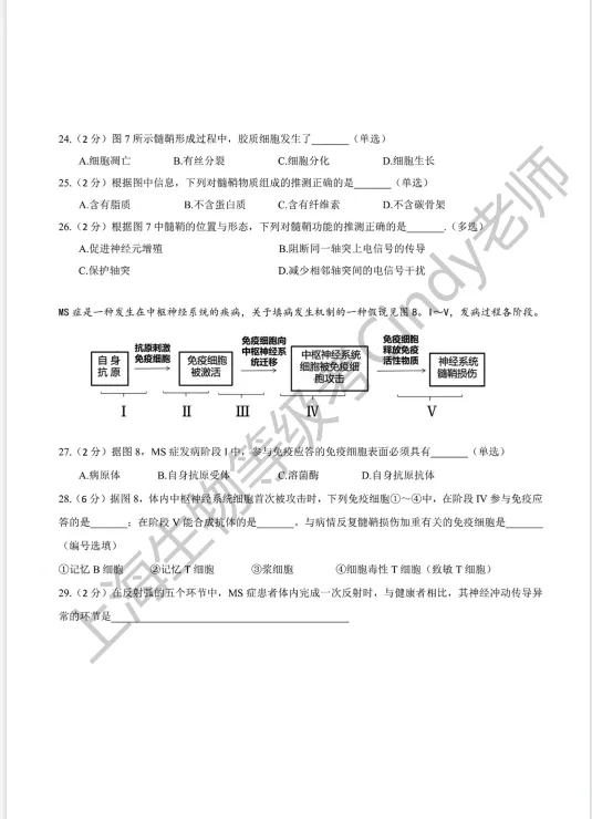 2023年上海市高中生物等级考真题 第6张