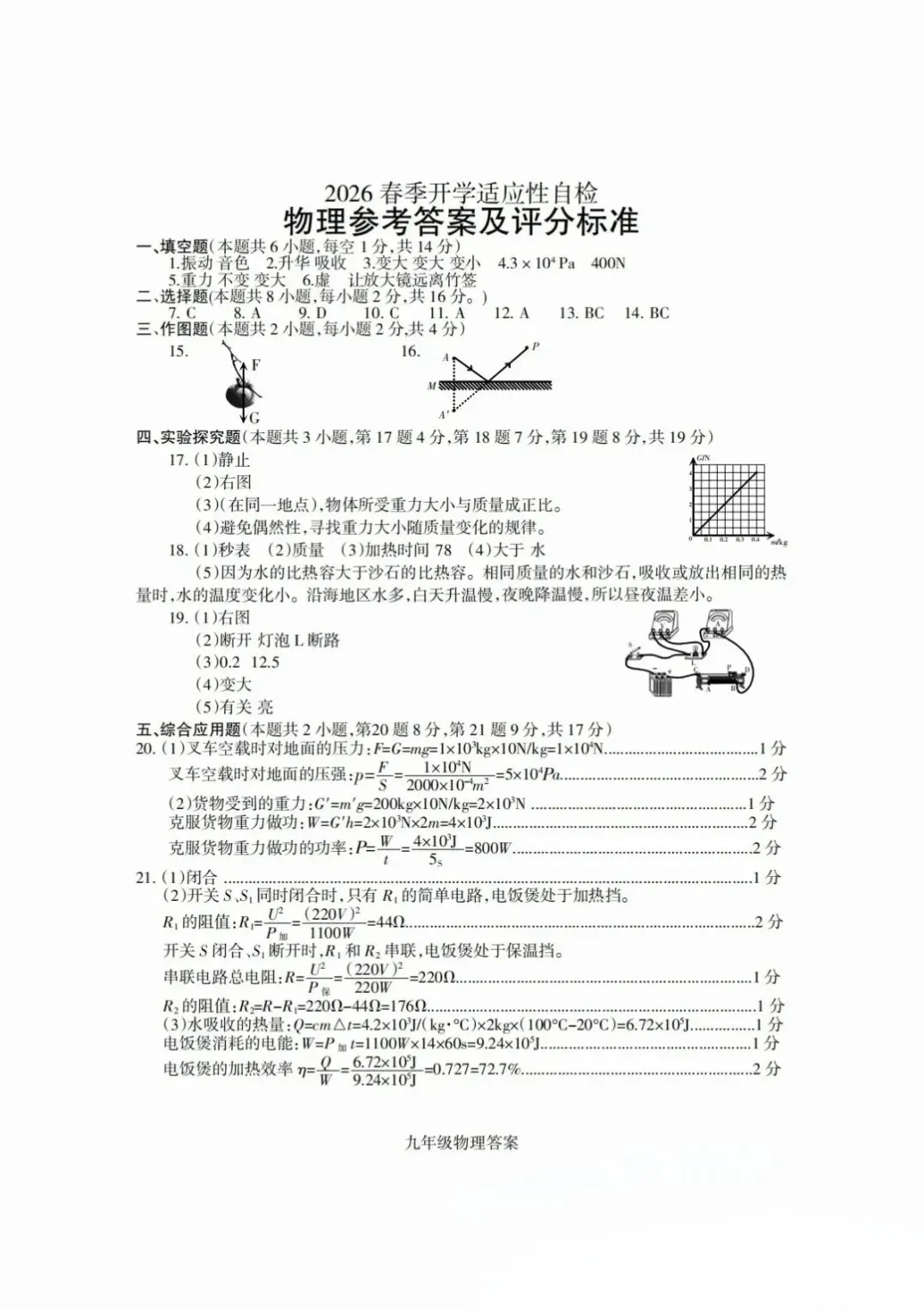 2026焦作中招一模物理试卷 第7张