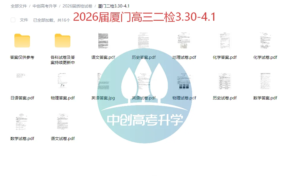 【附试卷+答案】厦门2026届高三二检各科已更新! 第1张