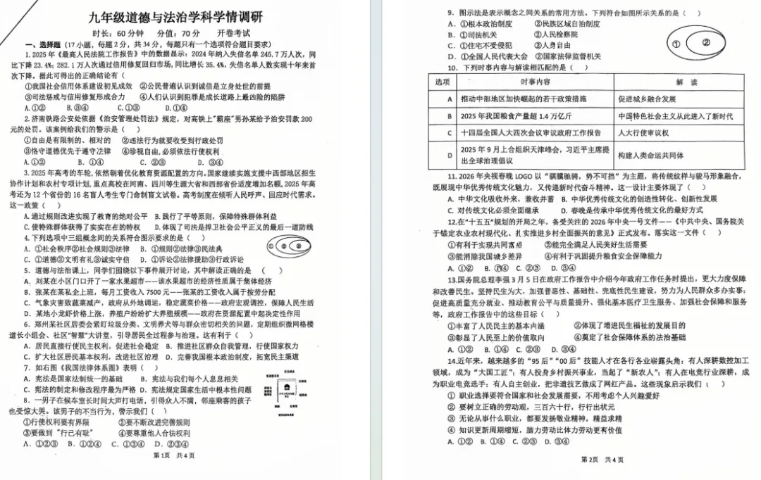 2026郑州外国语中学初三一模试卷出炉,七科全,点击下载 第16张