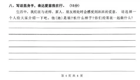 【试卷写话】情景写话:介绍我的好朋友/老师/家人(二年级下册) 第1张