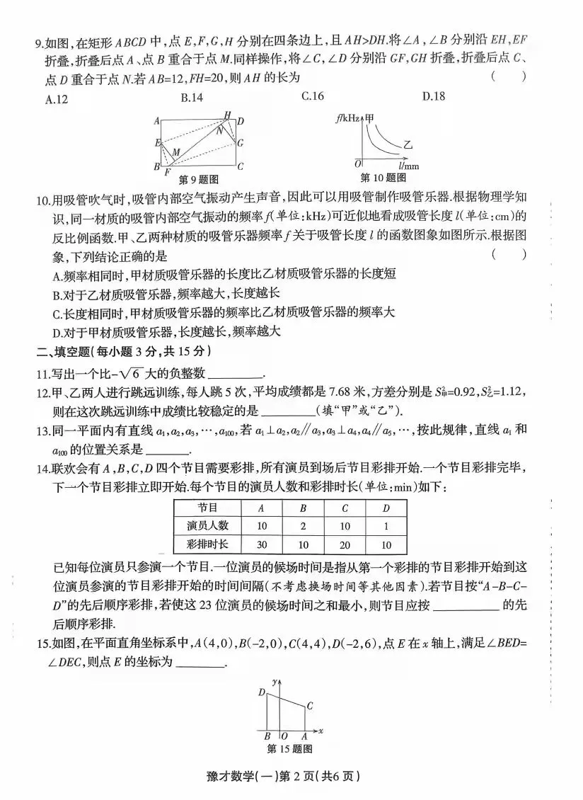 2026年中考数学模拟考试卷 第3张
