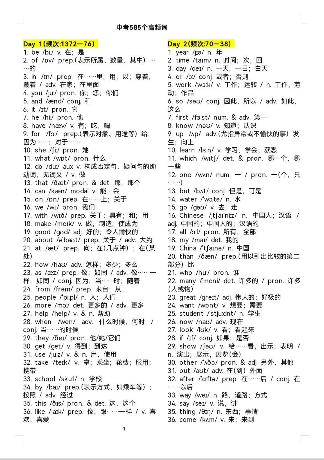 领取福建省中考英语真题高频词练习 第1张