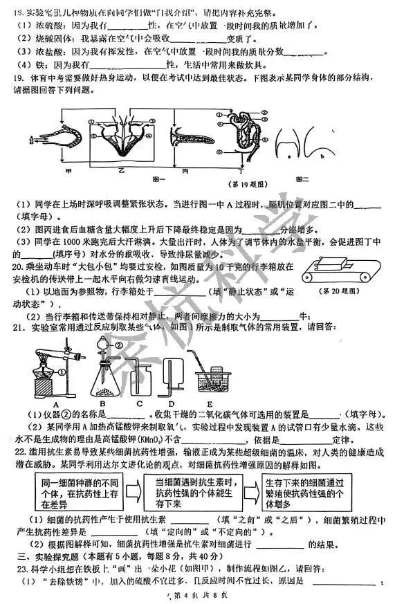 【中考模拟】2026年浙江省舟山市定海二中教育集团初中毕业生水平第一次科学质量素养监测 第9张