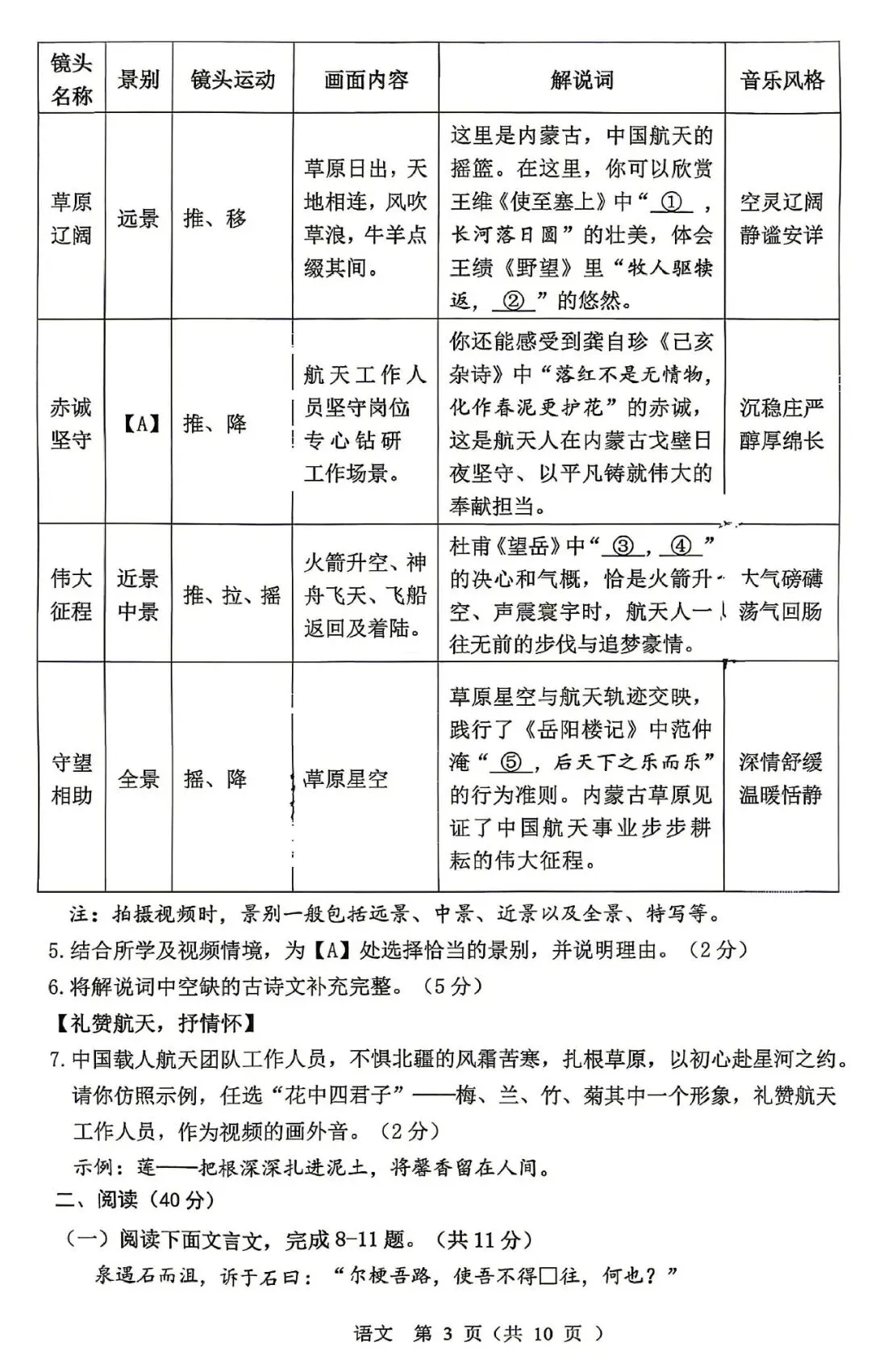 2026年3月鄂尔多斯中考一模试卷和答案:语文数学英语物理化学道法历史 第3张