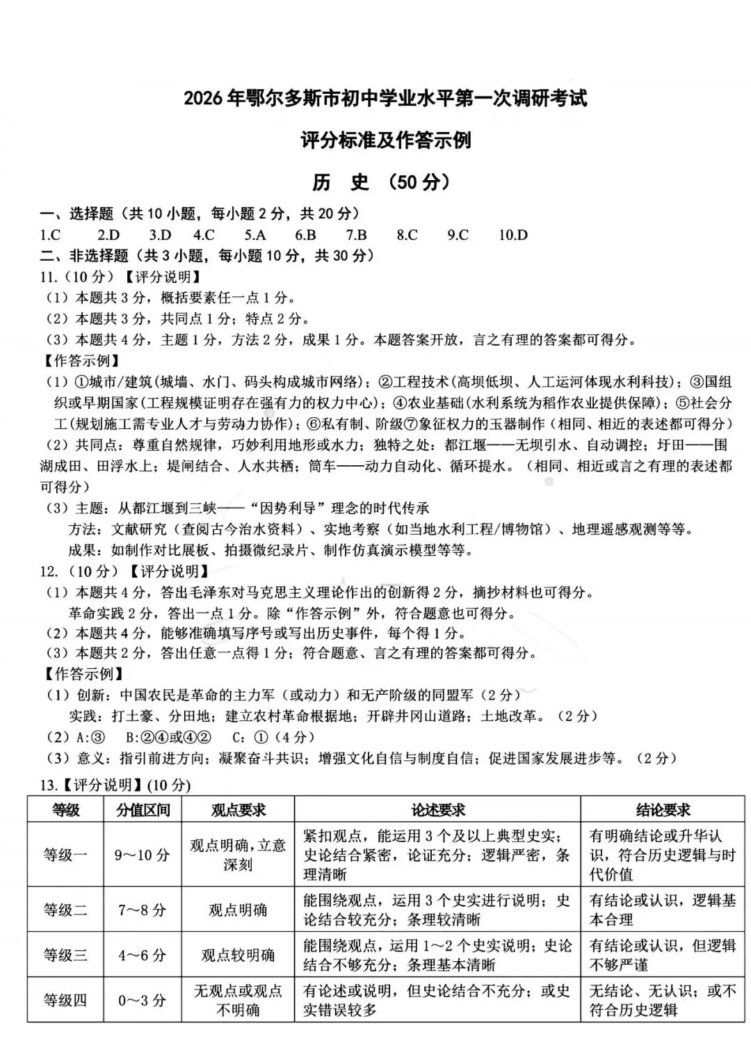 2026年3月鄂尔多斯中考一模试卷和答案:语文数学英语物理化学道法历史 第57张