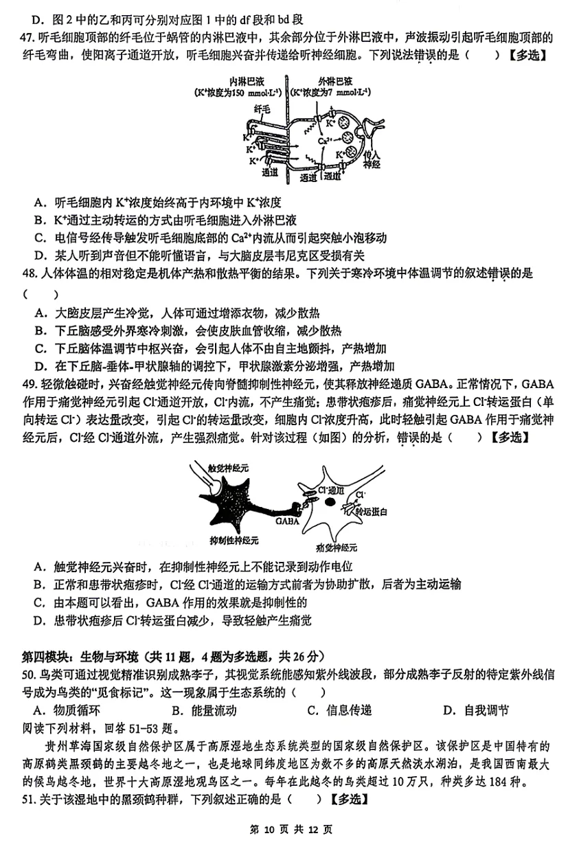 2026年3月浙江省高中生物竞赛试卷和答案 第10张