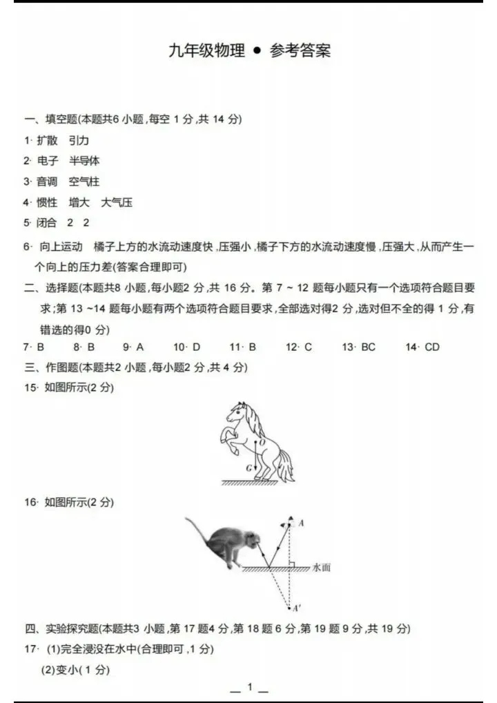 2026新乡一模物理试卷(含答案) 第7张