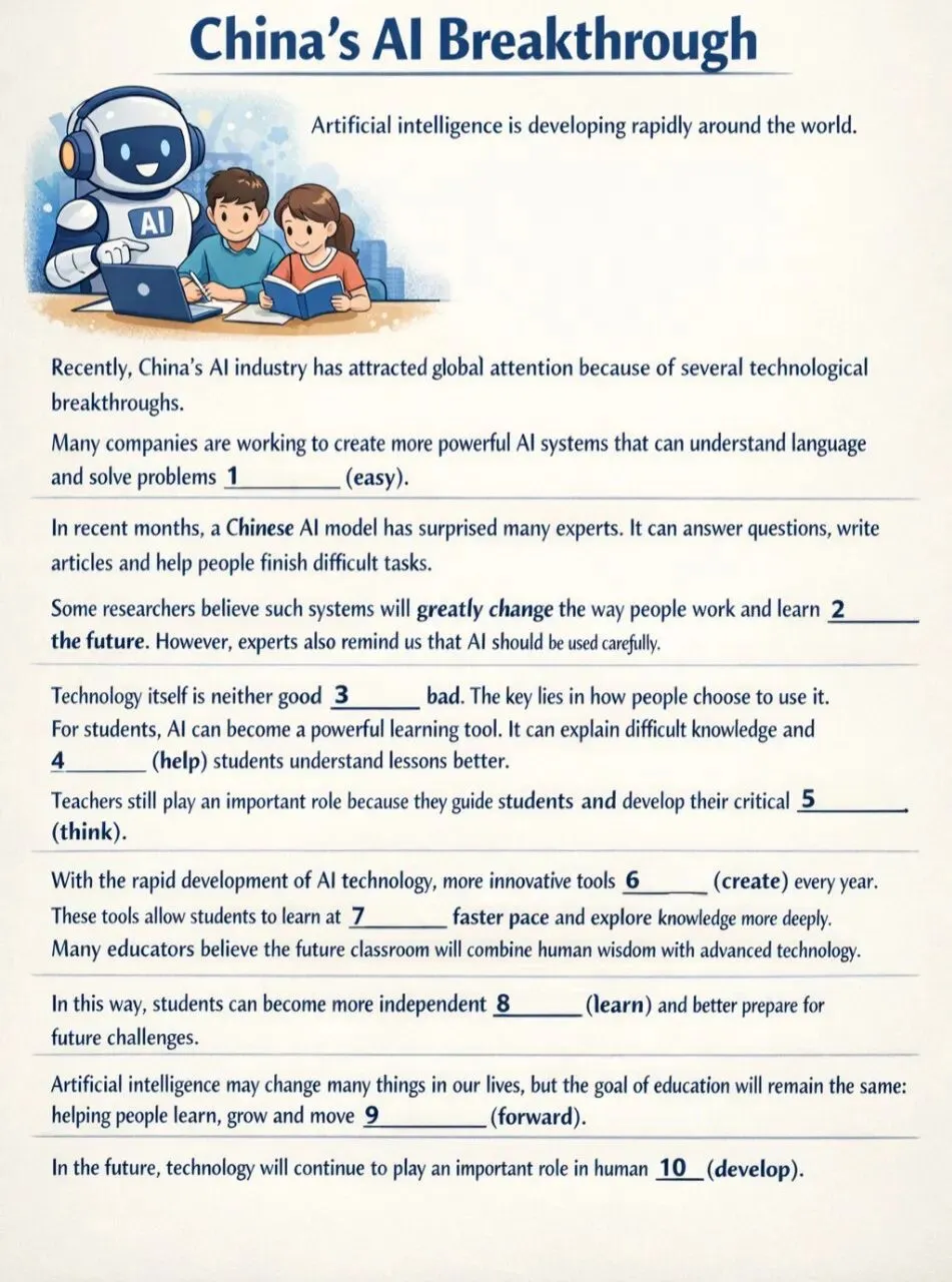 中考时文阅读(语法填空) 第1张