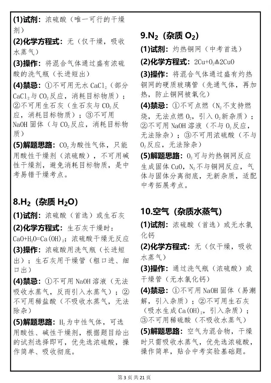 中考化学关于“除杂”必考点的常考题解析汇总,很全! 第3张