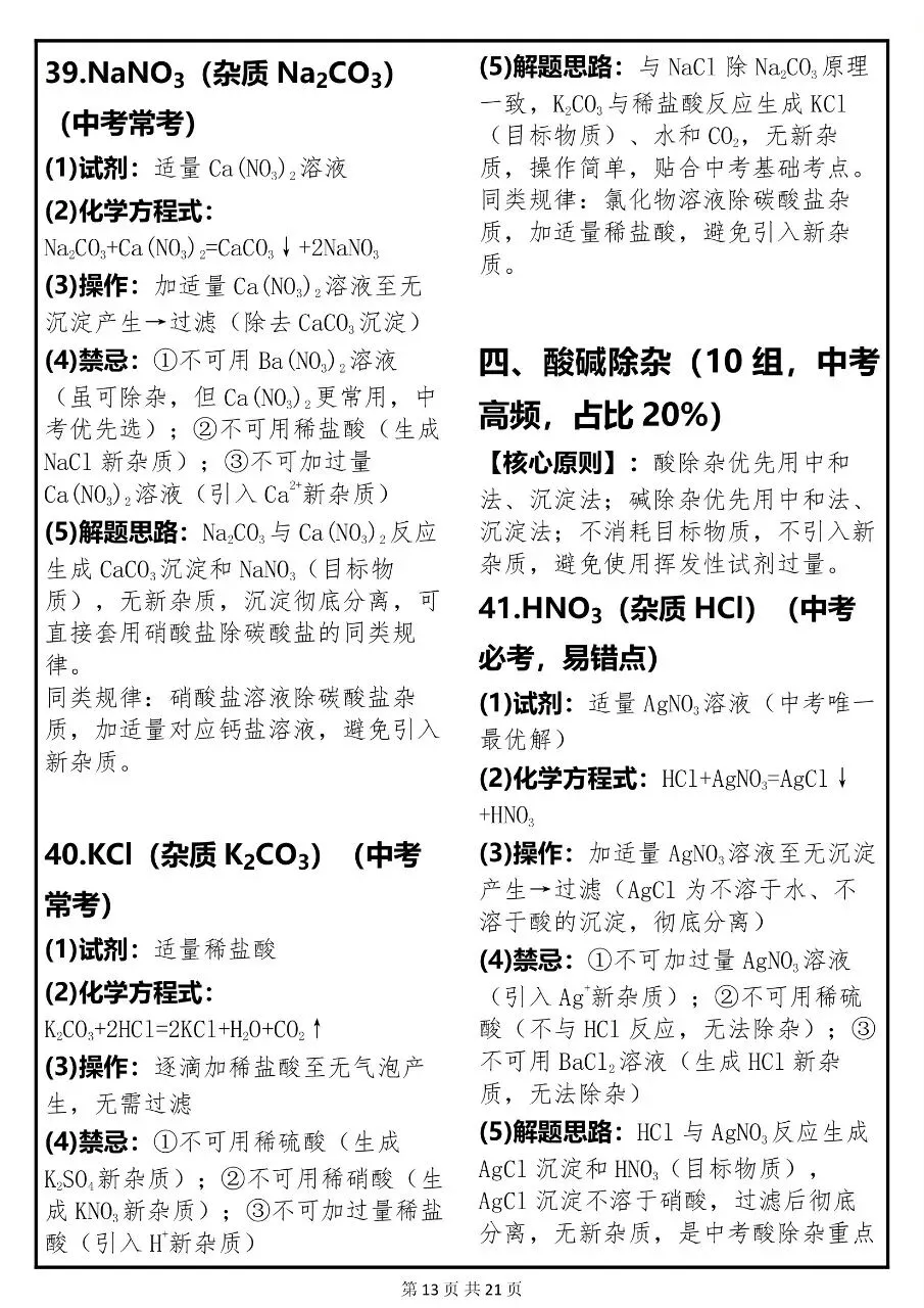 中考化学关于“除杂”必考点的常考题解析汇总,很全! 第12张