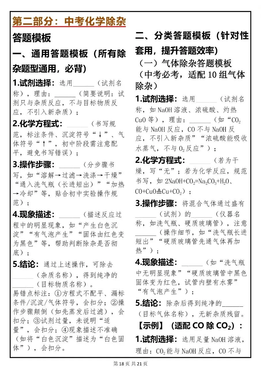 中考化学关于“除杂”必考点的常考题解析汇总,很全! 第17张