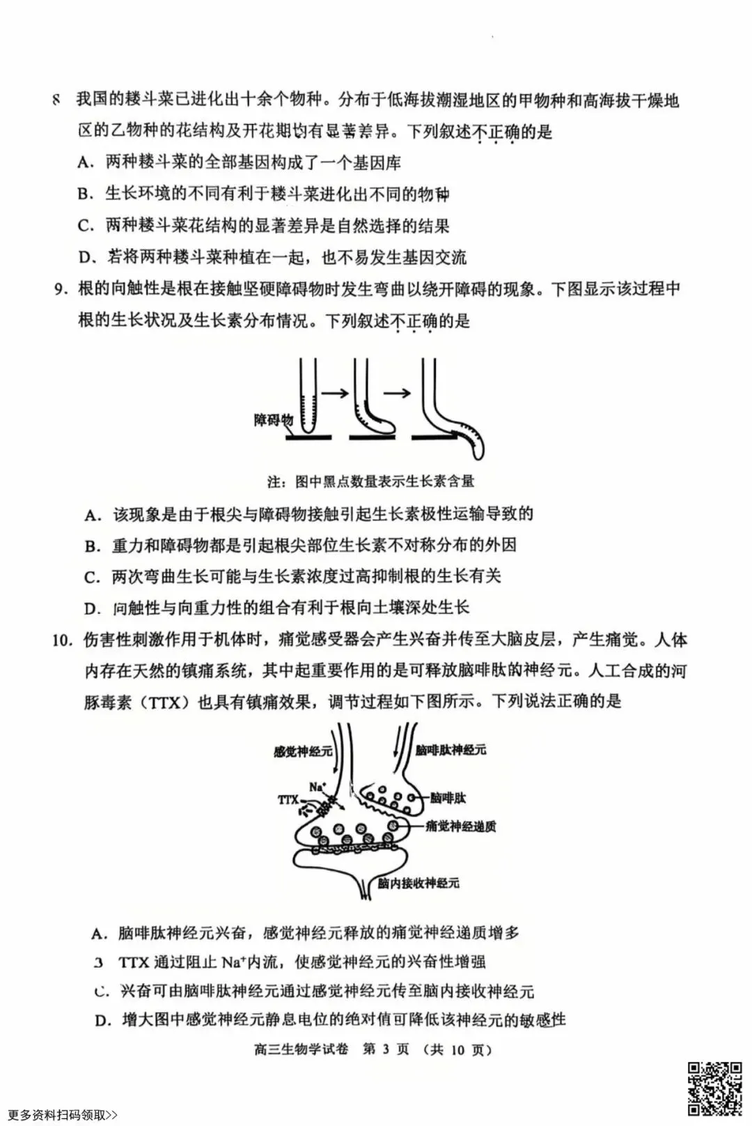 2026北京石景山高三一模生物试卷(含答案) 第3张