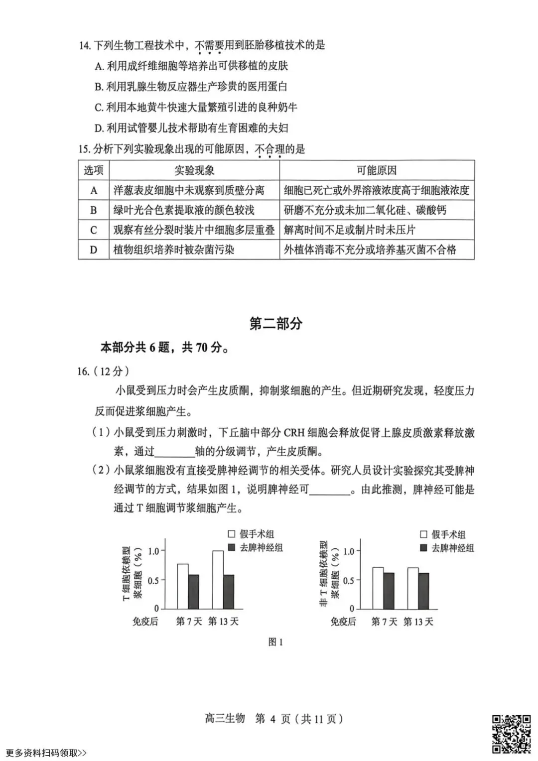 2026北京丰台高三一模生物试卷(含答案) 第4张
