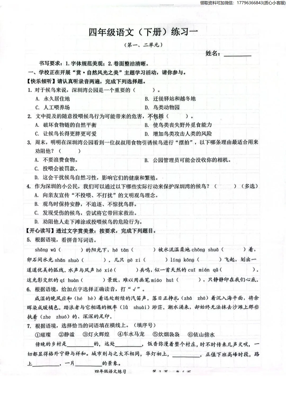 最新真题卷 | 罗湖区2025-2026学年1~6年级语数英科一二单元 第11张