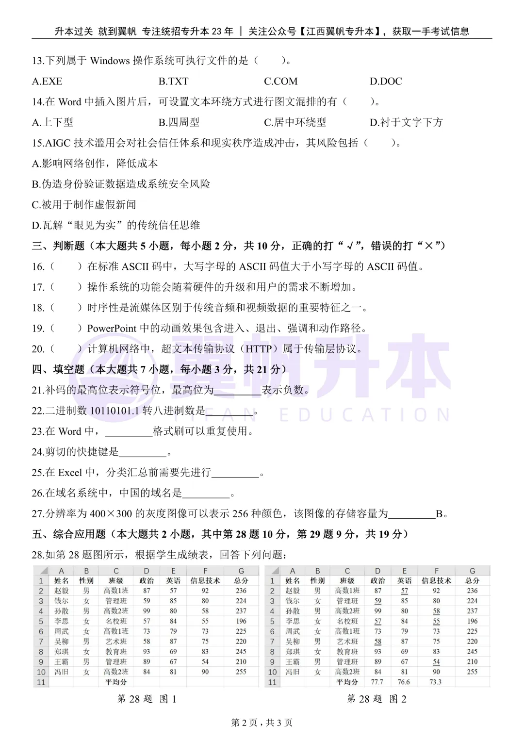 26年江西专升本公共课真题还原(考生回忆版) 第12张