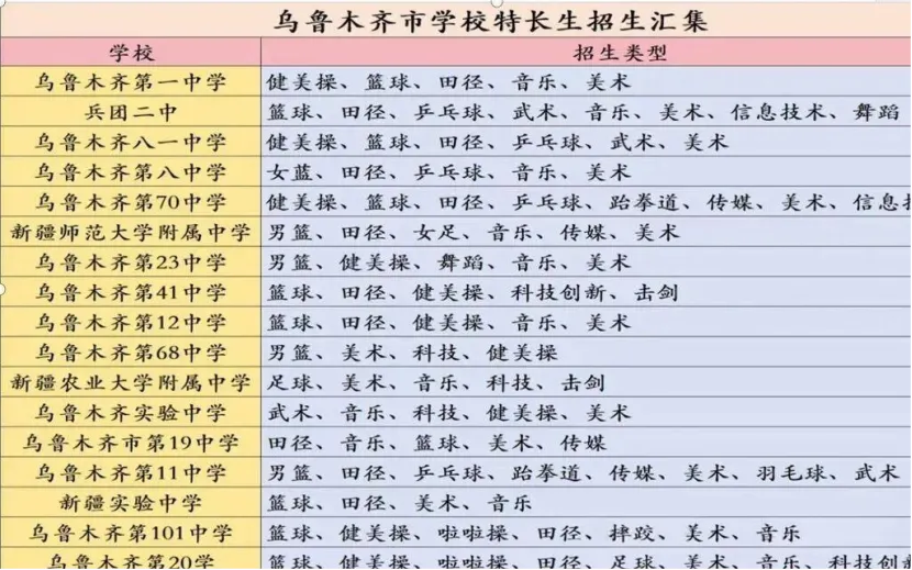 中考冲刺乌鲁木齐高中必看!政策干货 + 特长生名校资源全解析 第2张 中考冲刺乌鲁木齐高中必看!政策干货 + 特长生名校资源全解析 第2张