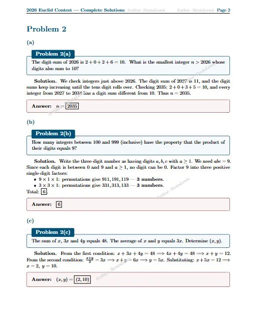 2026年欧几里得数学竞赛真题+答案解析,速来对答案! 第5张