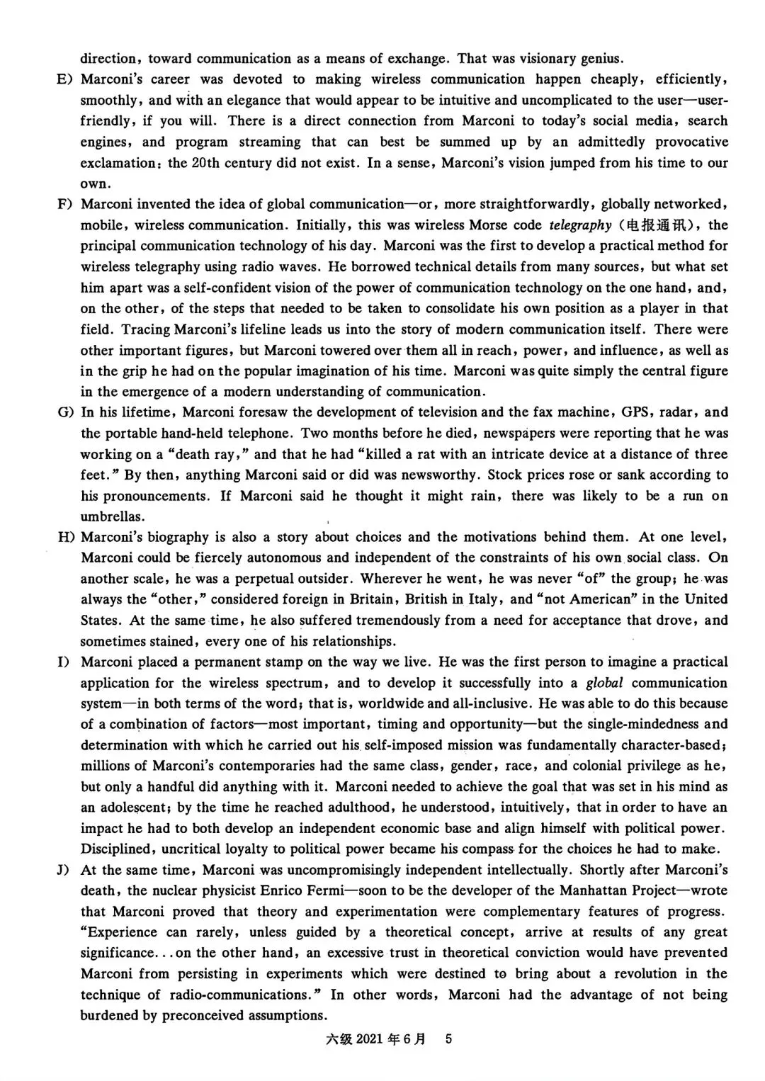 2021年6月六级真题及解析 第10张