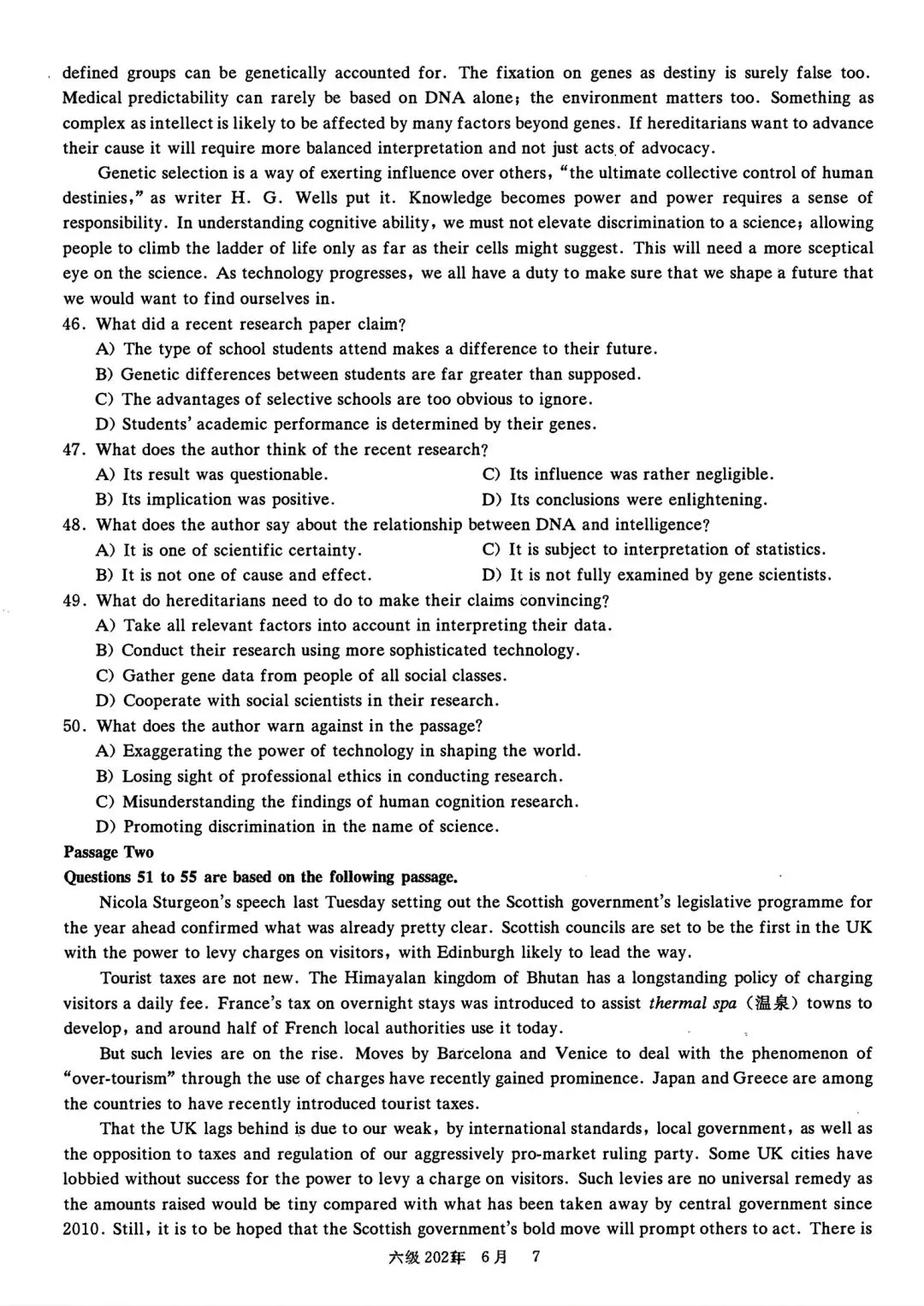 2021年6月六级真题及解析 第12张