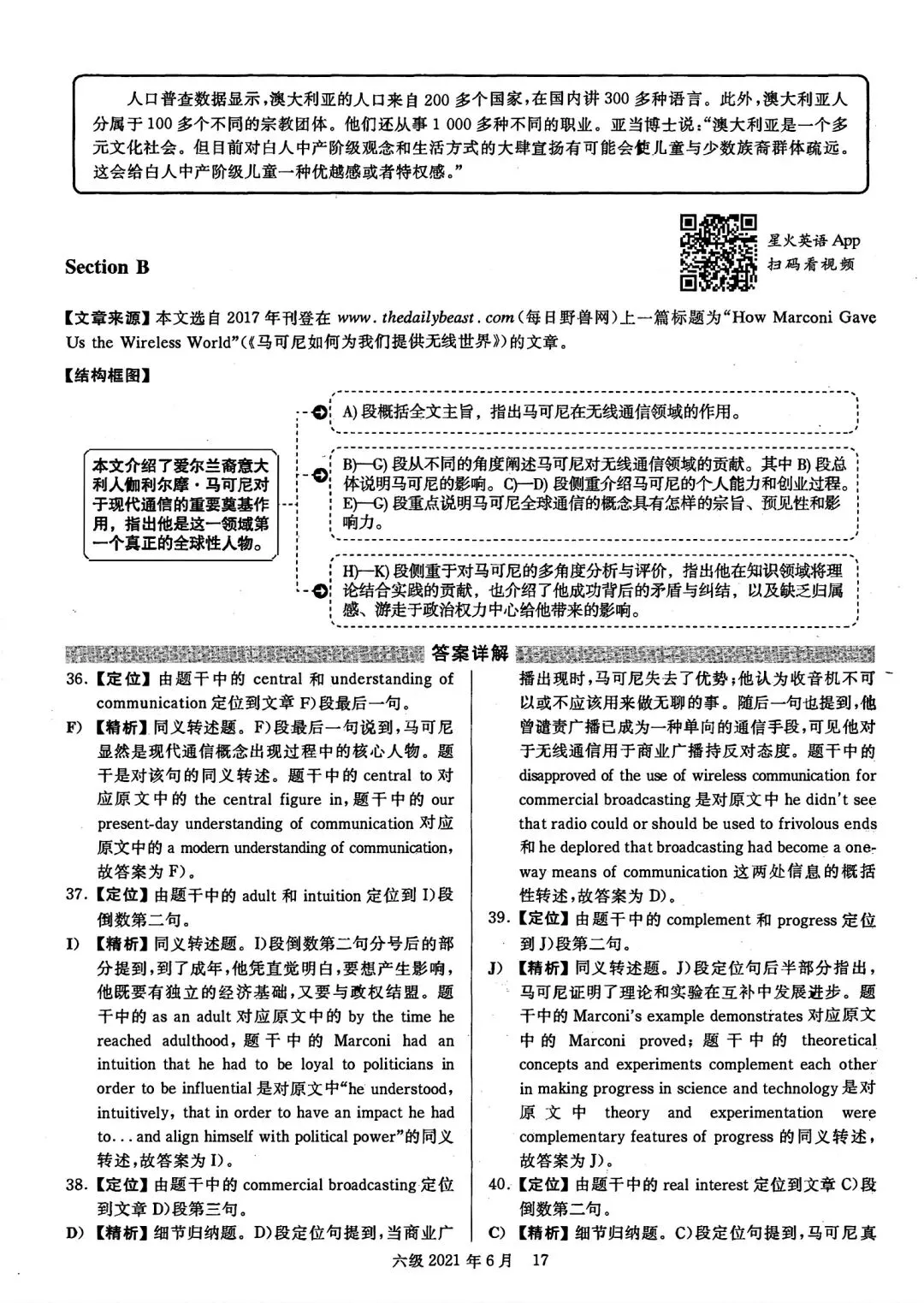 2021年6月六级真题及解析 第22张