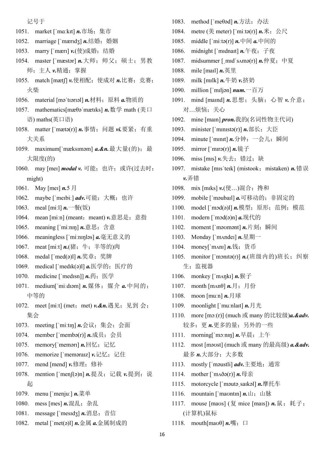 中考英语 新课标2000词汇顺序版(背诵+默写) 第16张