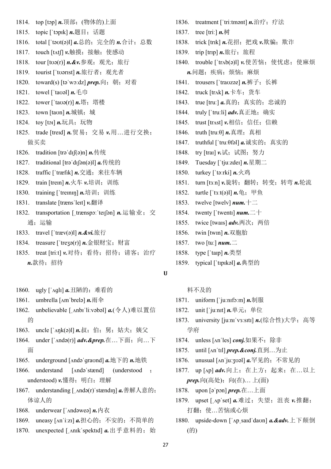 中考英语 新课标2000词汇顺序版(背诵+默写) 第27张