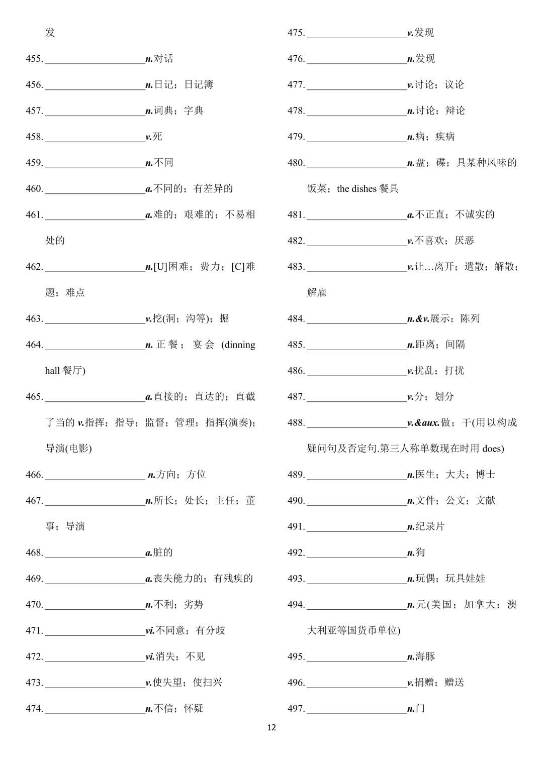 中考英语 新课标2000词汇顺序版(背诵+默写) 第42张