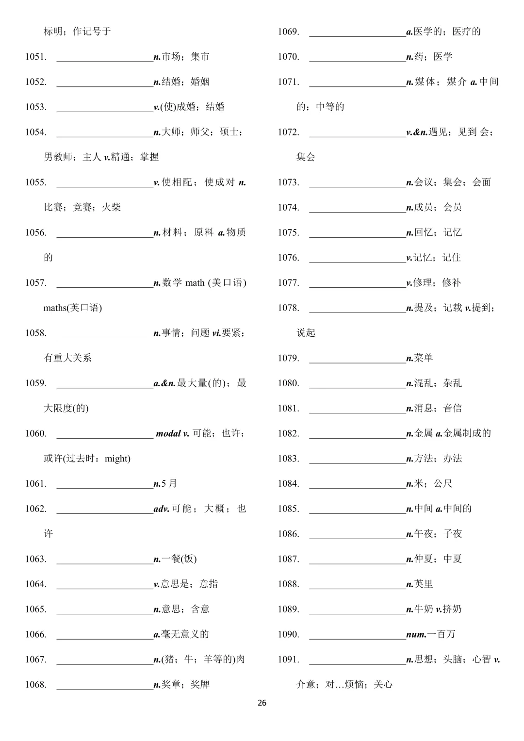 中考英语 新课标2000词汇顺序版(背诵+默写) 第56张