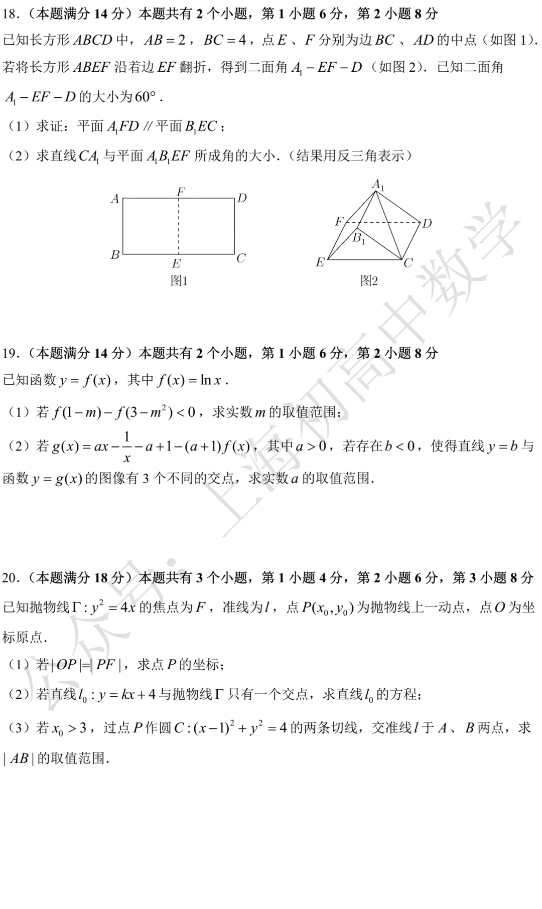 上海市奉贤/金山2026届高三二模数学试卷及答案(2026.04) 第8张