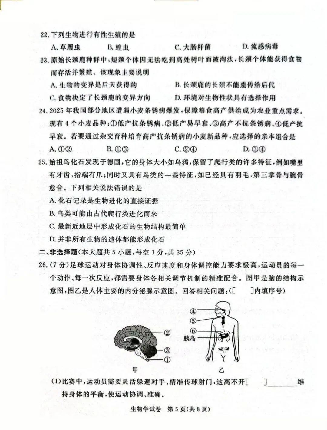2026河北省初中学业水平摸底考试生物试卷,点击下载→ 第7张