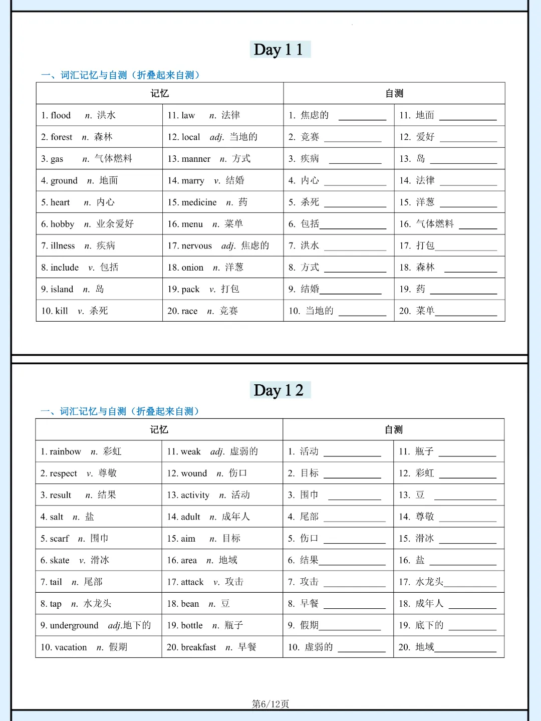 2026年中考英语《高喷词汇24日默写卡》高清电子版可打印 第7张