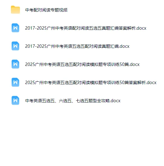 2026届广州中考英语五选五阅读理解配对阅读总复习专题资料真题汇编+模拟题训练+解题技巧 第1张