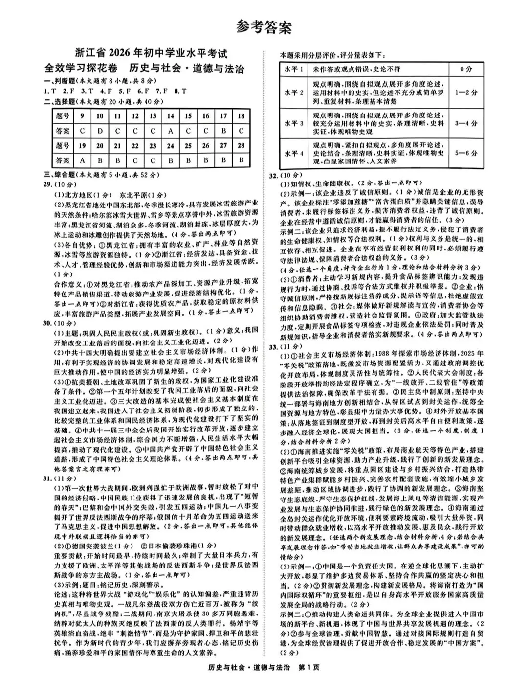浙江省2026年中考模拟考社会卷 第7张