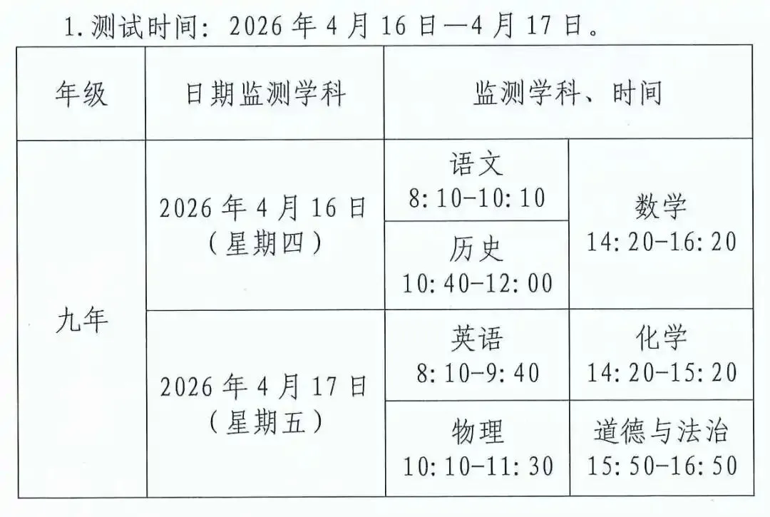 2026年四五月份模拟考期中考时间 第1张