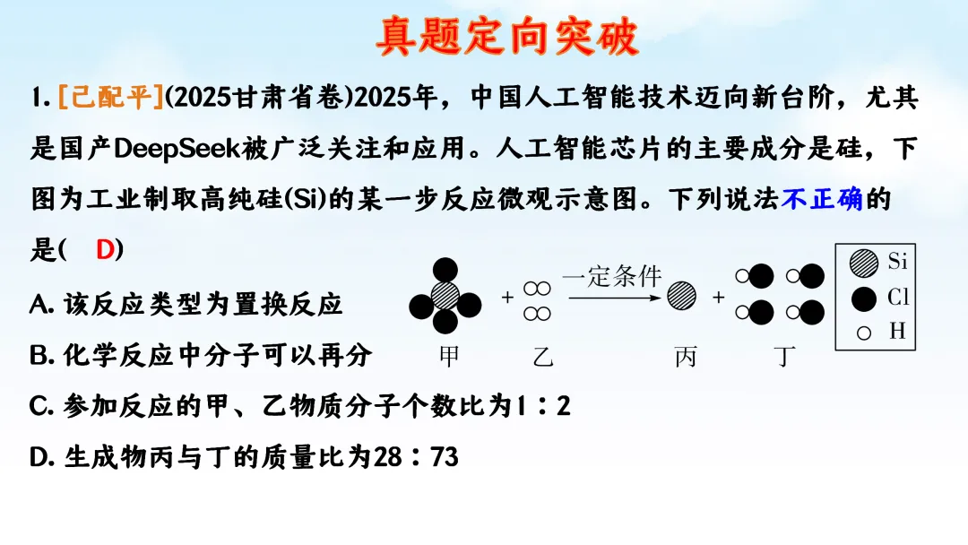 F786 二轮中考复习 备战中考2026 优质课资源包 初中化学《专题复习---微观反应示意图》课件PPT+教学设计Word 第9张