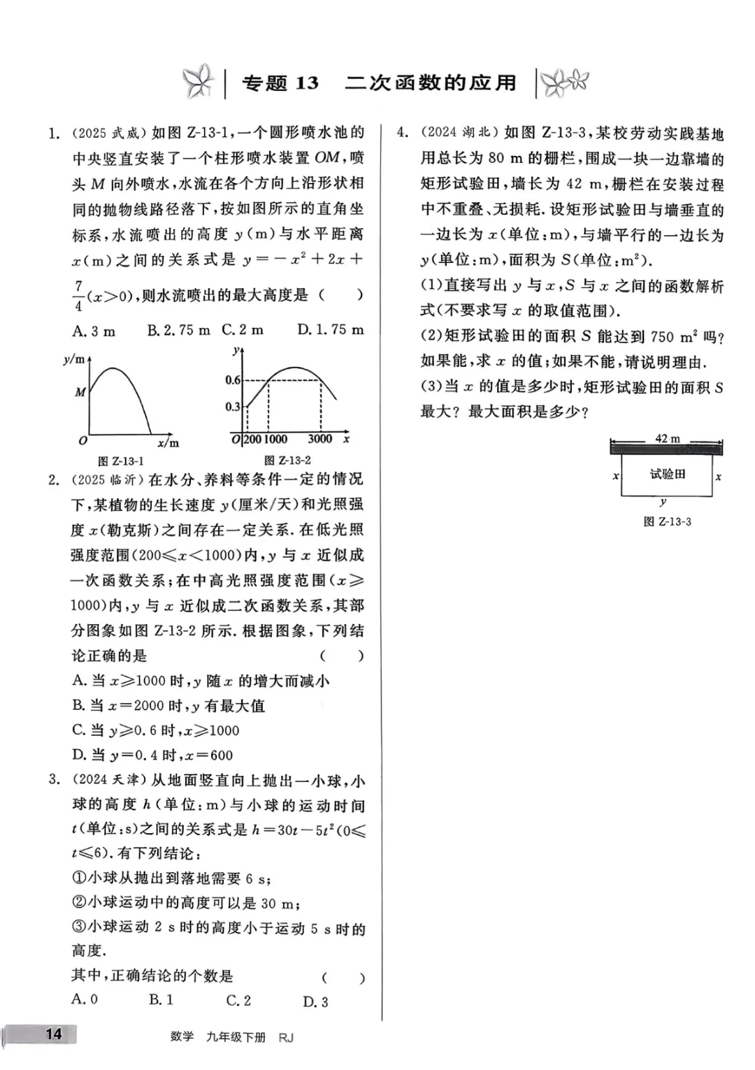 【九年级下册数学人教版】中考专项数学《34种中考专题练习带答案》,完整电子版可打印 第14张
