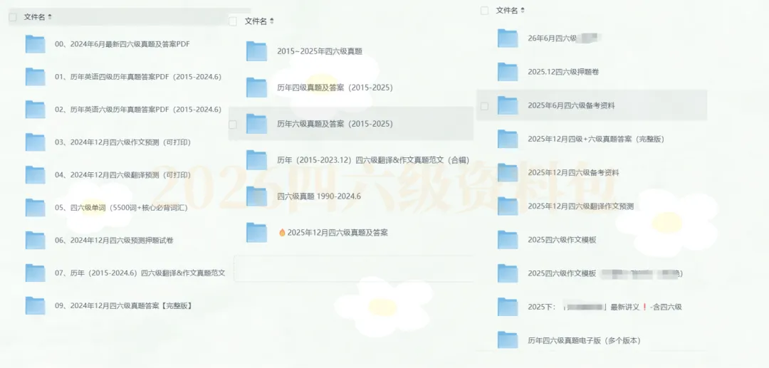 【四六级】英语四六级历年真题+答案+音频(2015-2025年12月)(历年+听力音频+押题卷+核心单词+翻译技巧+写作模板) PDF可下载 第1张