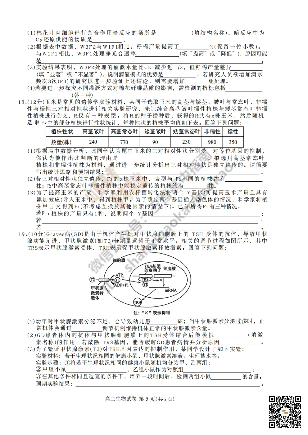 陕西省商洛市2026高三下学期第一次模拟考试全科试题与答案!附送高清打印版 第73张