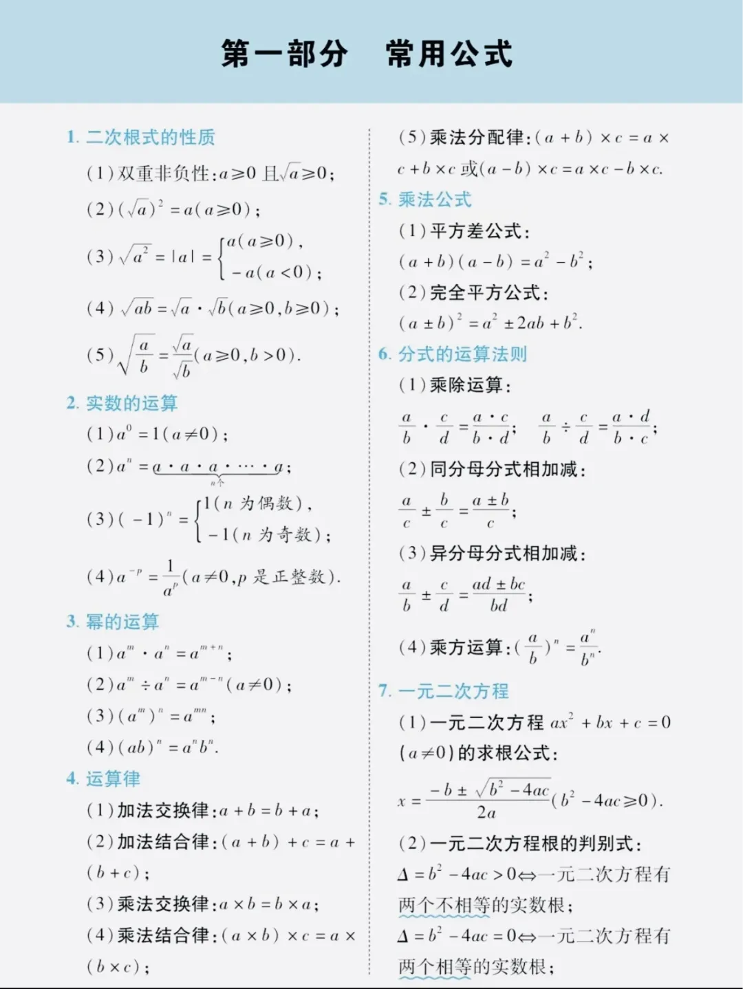 中考数学必背知识点,赶快收藏!(可打印) 第4张