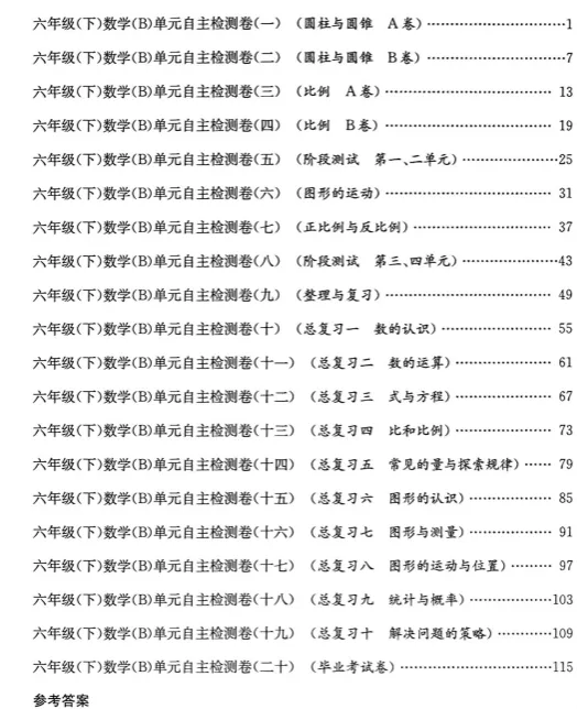 北师大版数学六年级下册:单元检测试卷AB+期中期末卷+总复习专项检测,全册20套! 第3张