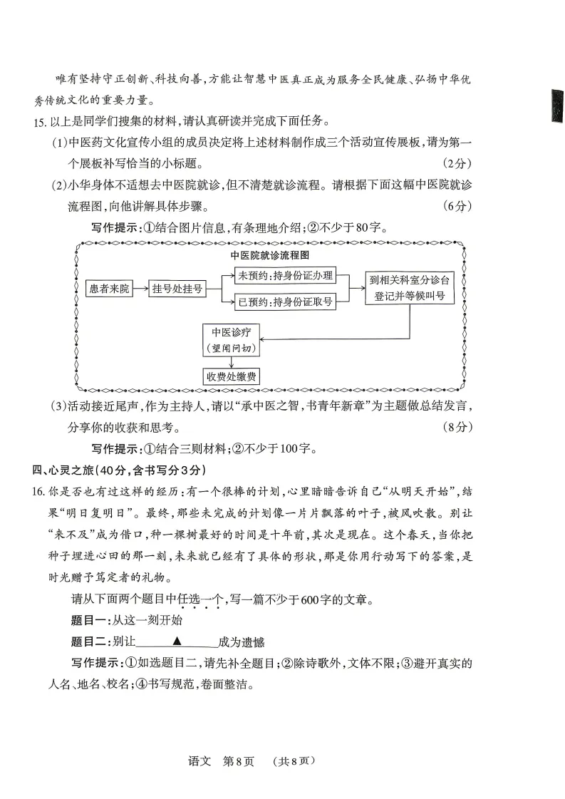 2026晋文源百校联考(一B)语文试卷及答案 第9张