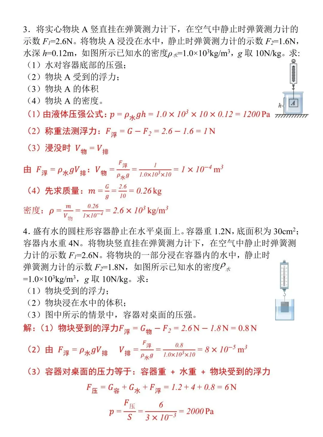 2026年中考物理必刷题:浮力计算专项训练(含答案),建议九年级的同学抓紧练习! 第5张 2026年中考物理必刷题:浮力计算专项训练(含答案),建议九年级的同学抓紧练习! 第5张