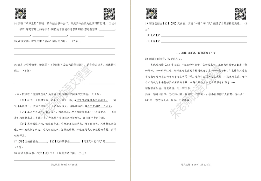 2025年徐州市区九年级一模语文试卷及答案(电子版) 第7张