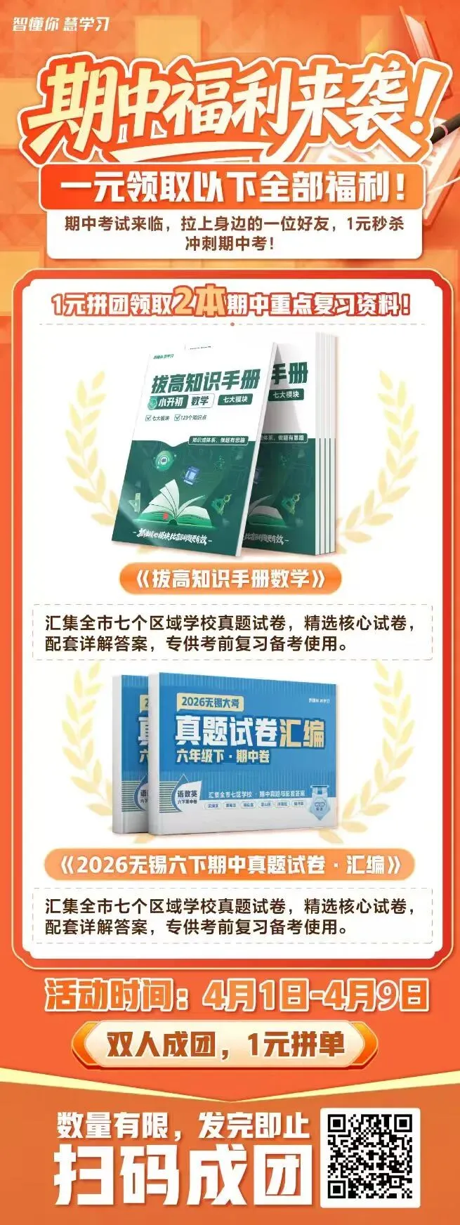 六下期中真题1元拼团啦!|经开梁溪今晚沙龙开启!面对面和大喜 菌菌聊升学 第2张