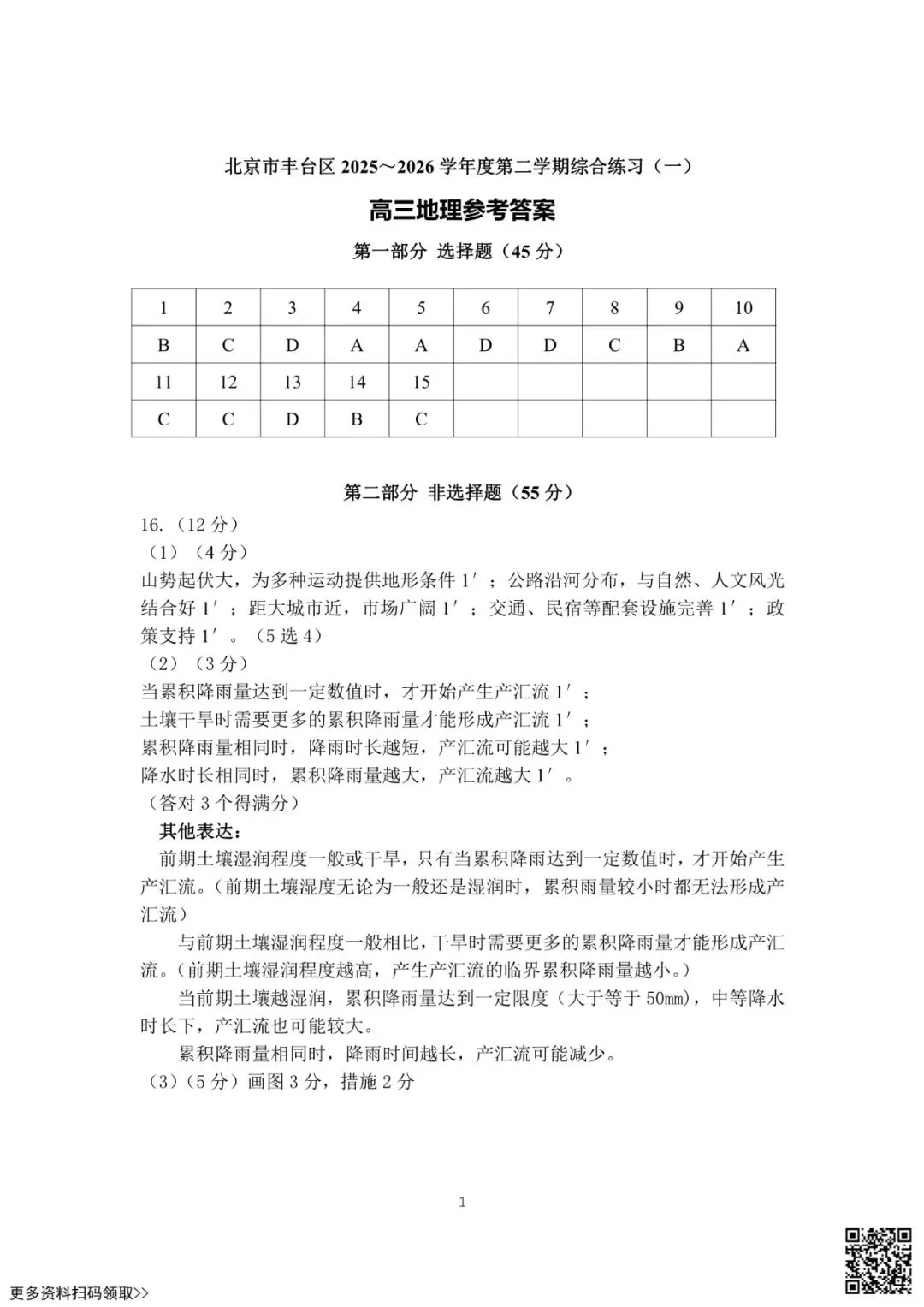 2026北京丰台高三一模地理试卷(含答案) 第13张