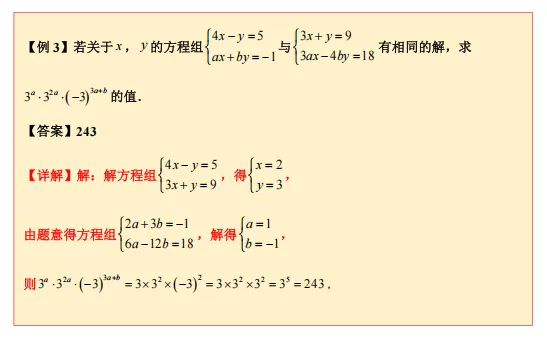 备战广东省2026年中考——每日一题(解二元一次方程组同解问题) 第3张