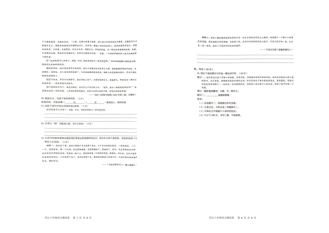 【夏老师阅读与表达】八下语文期末试卷分享(上) 第8张